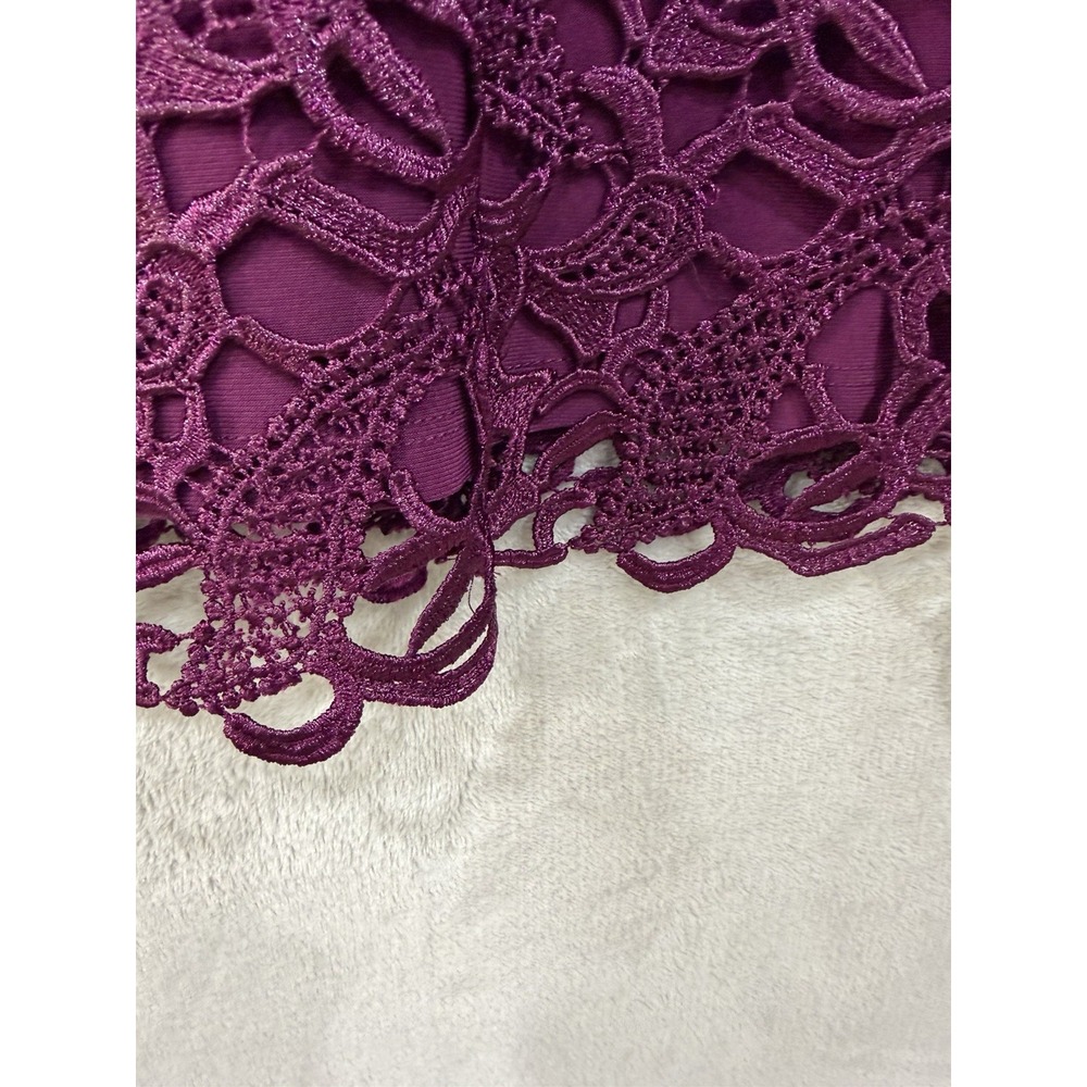 Lauren Ralph Lauren Lace Sheath Dress Purple Plum Cocktail Party Size 10 Midi - Picture 7 of 12
